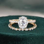 2.0 CT Oval Cut Solitaire Moissanite Bridal Wedding Ring Set Mapple Gems